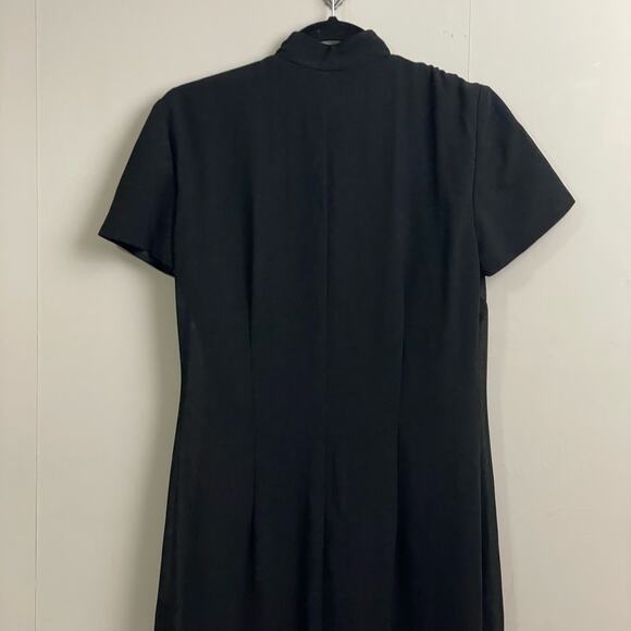 1990s Vintage 8 short sleeve blouse with sheer train black goth cocktail party - Picture 8 of 9